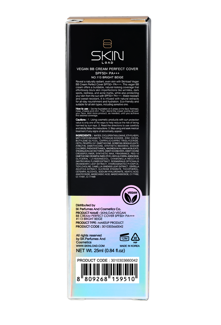 Vegan BB Cream Perfect Cover SPF50+ PA+++ #113 Bright Beige - 25ml