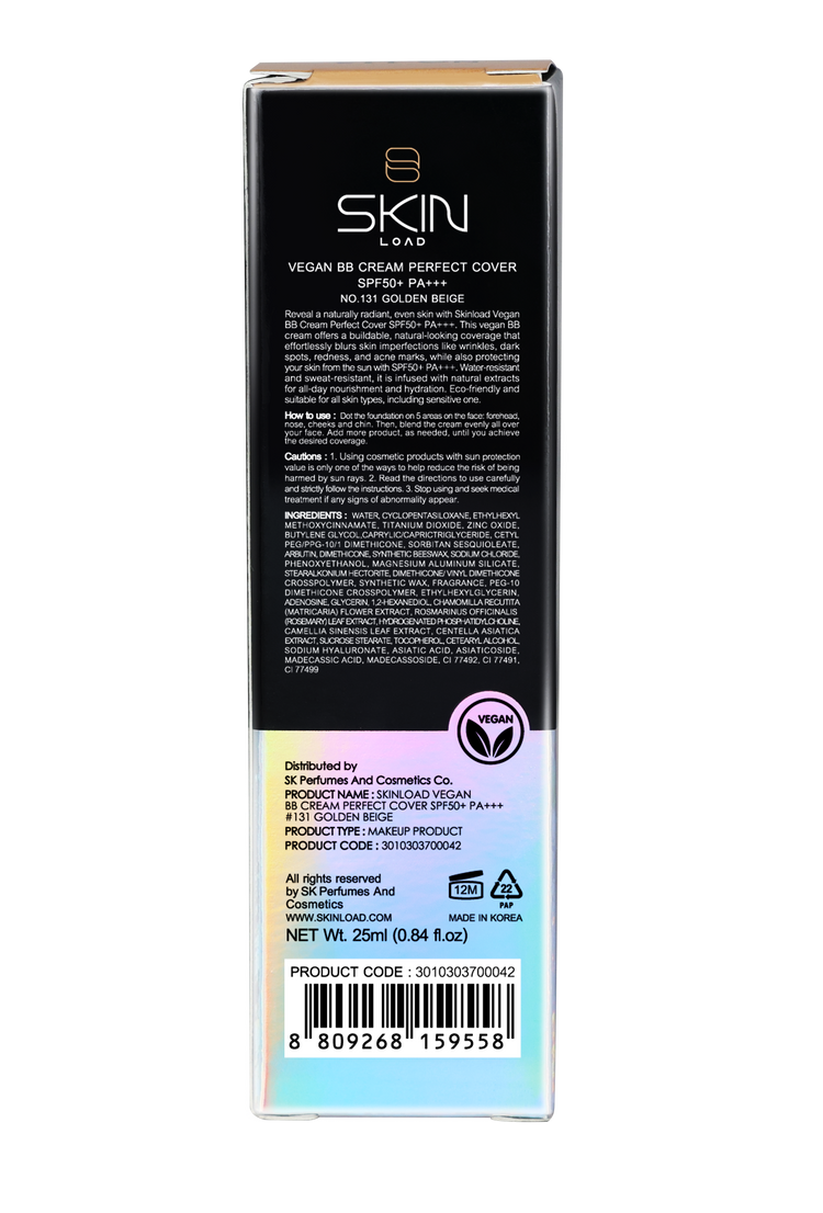 Vegan BB Cream Perfect Cover SPF50+ PA+++ #131 Golden Beige - 25ml